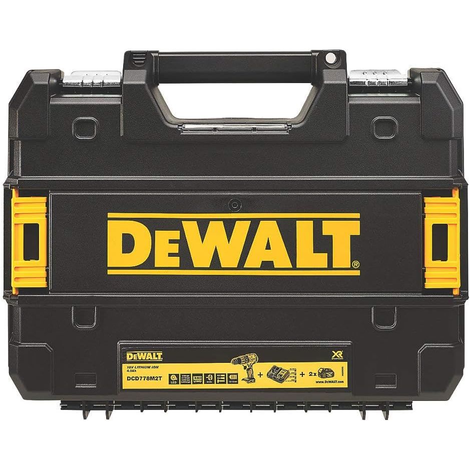 Buy DeWalt,Brushless Hammer Drill 2 x 4.0Ah Case + Charger + 32 Piece Bit Set DCD778 - Gadcet UK | UK | London | Scotland | Wales| Near Me | Cheap | Pay In 3 | Handheld Power Drills