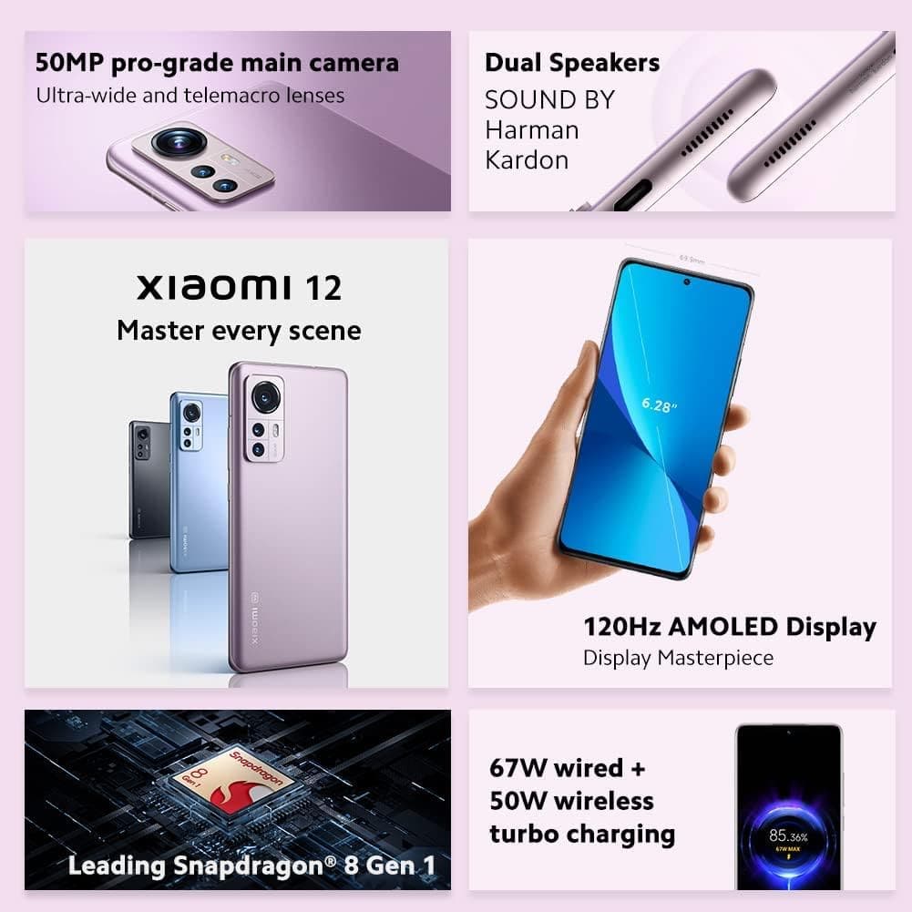 Buy Xiaomi,Xiaomi 12 [5G] - 128GB Storage - 8GB RAM - 120Hz Amoled Display - 4500mAh Battery - Dual Sim - Unlocked - Gray - Gadcet UK | UK | London | Scotland | Wales| Ireland | Near Me | Cheap | Pay In 3 | Unlocked Mobile Phones