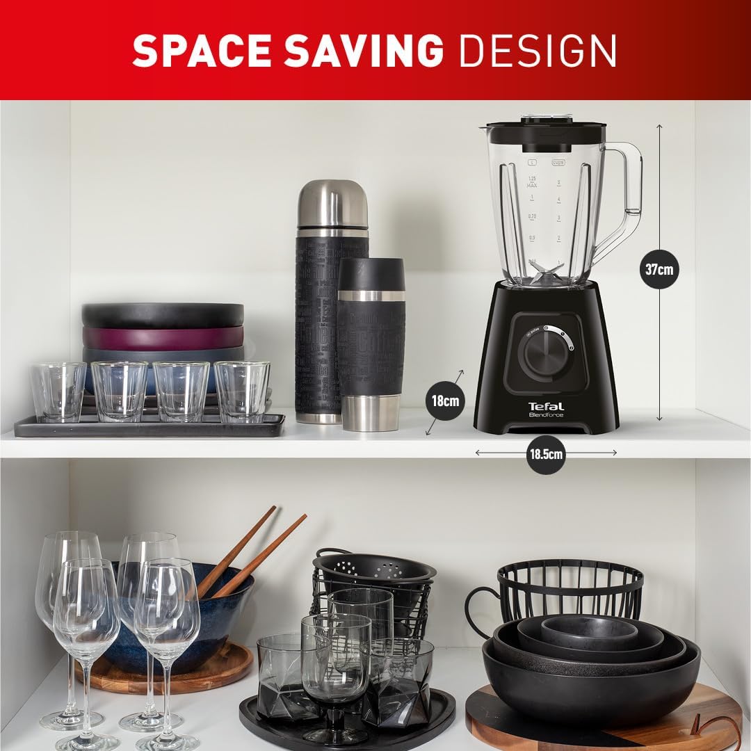 Buy Tefal,Tefal Blendforce II Blender - 2L Plastic Jug, 1.25L Effective Capacity, 600W, 4 Removable Stainless Steel Blades, Smoothie & Ice Crush, 2 Speeds + Pulse, Black (BL420840) - Gadcet UK | UK | London | Scotland | Wales| Near Me | Cheap | Pay In 3 | Food Mixers & Blenders
