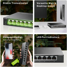 TP-Link TL-SG108S 8-Port Gigabit Network Switch – Plug & Play Ethernet Switch, Power Saving, Metal Case, QoS, IGMP Snooping, Desktop/Wall Mount