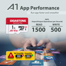 GIGASTONE 1TB Micro SD Card, Gaming Plus, Up to 150/120 MB/s, MicroSDXC Memory Card for Nintendo-Switch 1, SteamDeck, 4K UHD Video, UHS-I A1 V30 U3 C10 with Adapter