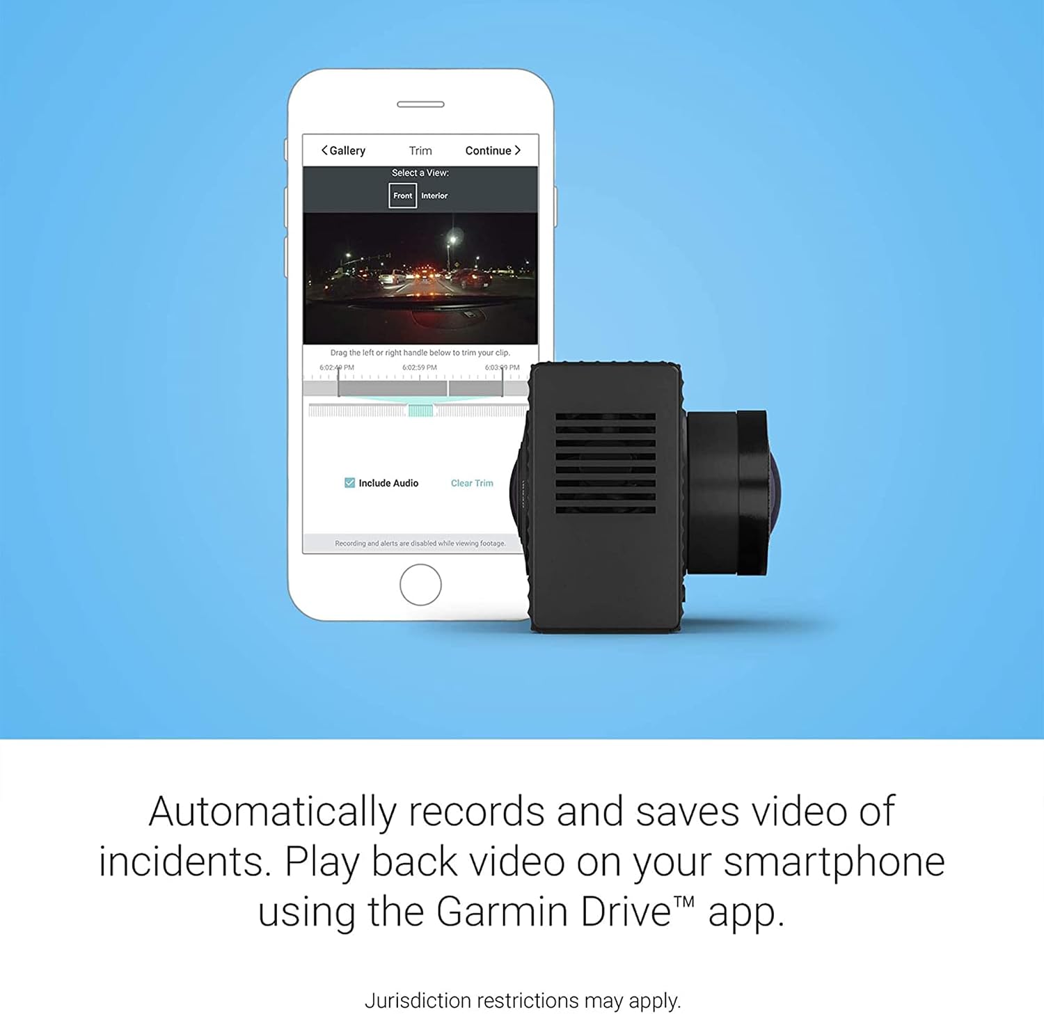 Garmin Dash Cam Tandem Dual-Lens Dash Camera – 1440p HDR Front, 720p NightGlo Interior, Dual 180° View, GPS, Voice Control & 16GB microSD – Black