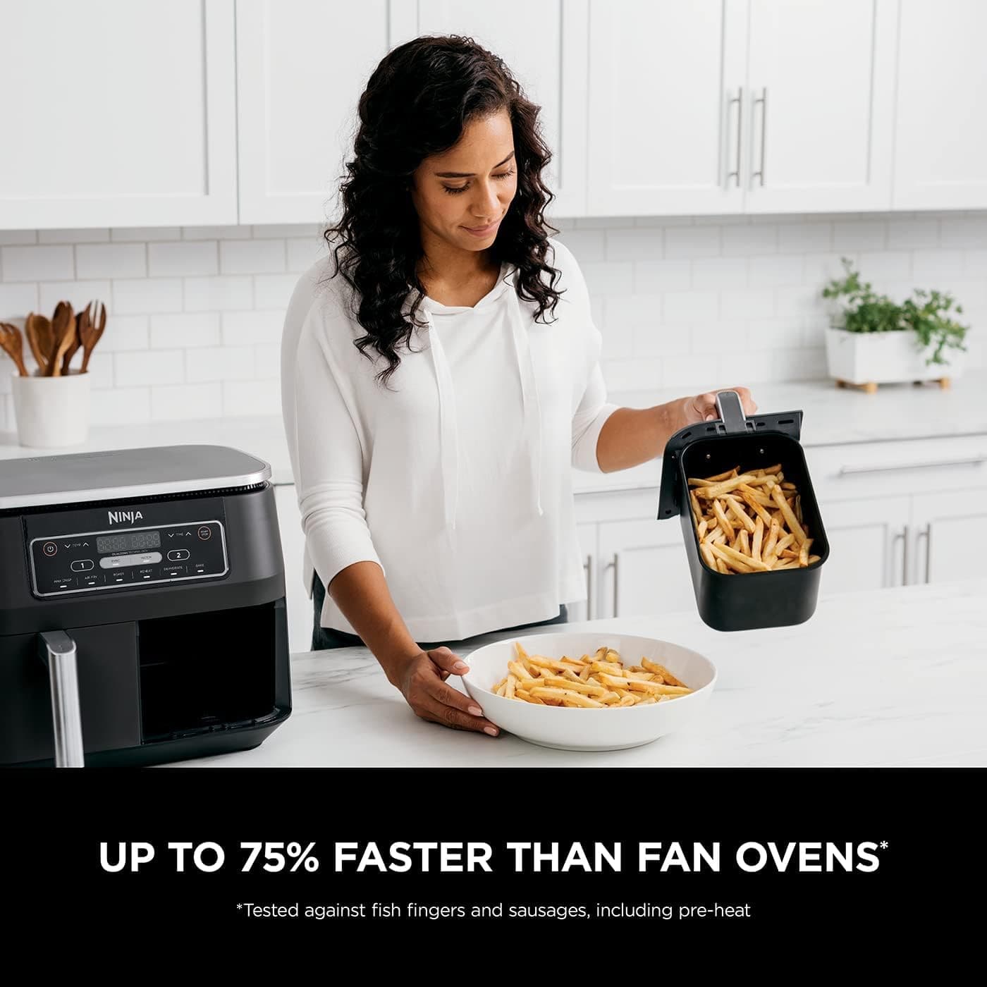 Ninja Foodi Dual Zone Digital Air Fryer, 2 Drawers, 7.6L, 6-in-1 Cooks 4-6 Portions, Non-Stick, Dishwasher Safe Baskets, Black - 4