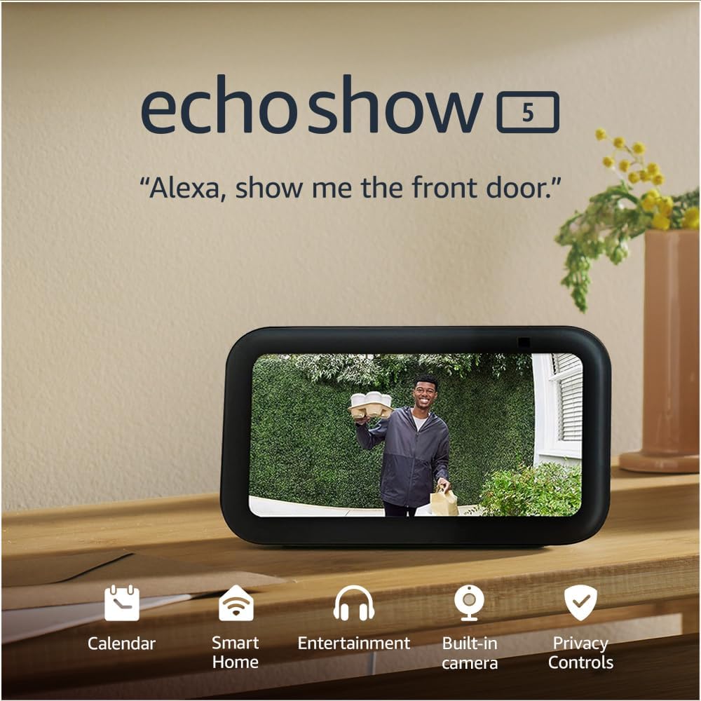 Buy Amazon,Echo Show 5 (3rd Gen) | Smart Display & Alarm Clock with Enhanced Sound, Charcoal - Gadcet UK | UK | London | Scotland | Wales| Near Me | Cheap | Pay In 3 | Electronics