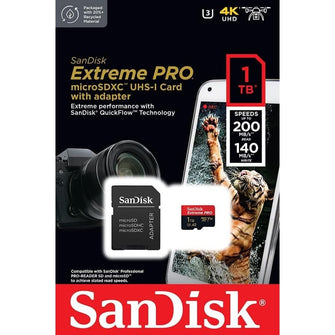Buy SanDisk,SanDisk 1TB Extreme PRO microSDXC Card with RescuePro Deluxe, 200 MB/s, A2 App Performance, UHS-I Class 10 U3 V30, for Smartphones, Action Cameras, Drones - Gadcet UK | UK | London | Scotland | Wales| Near Me | Cheap | Pay In 3 | Flash Memory Cards