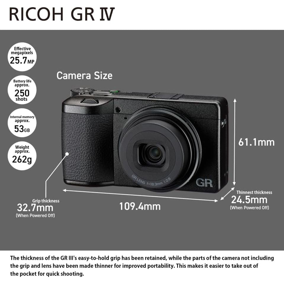 Buy Ricoh,Ricoh GR IV Premium Compact Digital Camera – 25.7MP APS-C CMOS Sensor, 28mm Fixed Lens, High-Speed Performance - Gadcet UK | UK | London | Scotland | Wales| Near Me | Cheap | Pay In 3 | Compact Digital Cameras