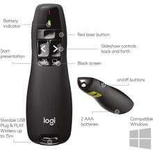 Buy Logitech,Logitech R400 Wireless Presentation Remote, 2.4 GHz, USB-Receiver, Red Laser Pointer, 15-Meter Operating Range, 6 Buttons, Intuitive Slideshow Control, Battery Indicator, PC - Black - Gadcet UK | UK | London | Scotland | Wales| Near Me | Cheap | Pay In 3 | Remote Controls