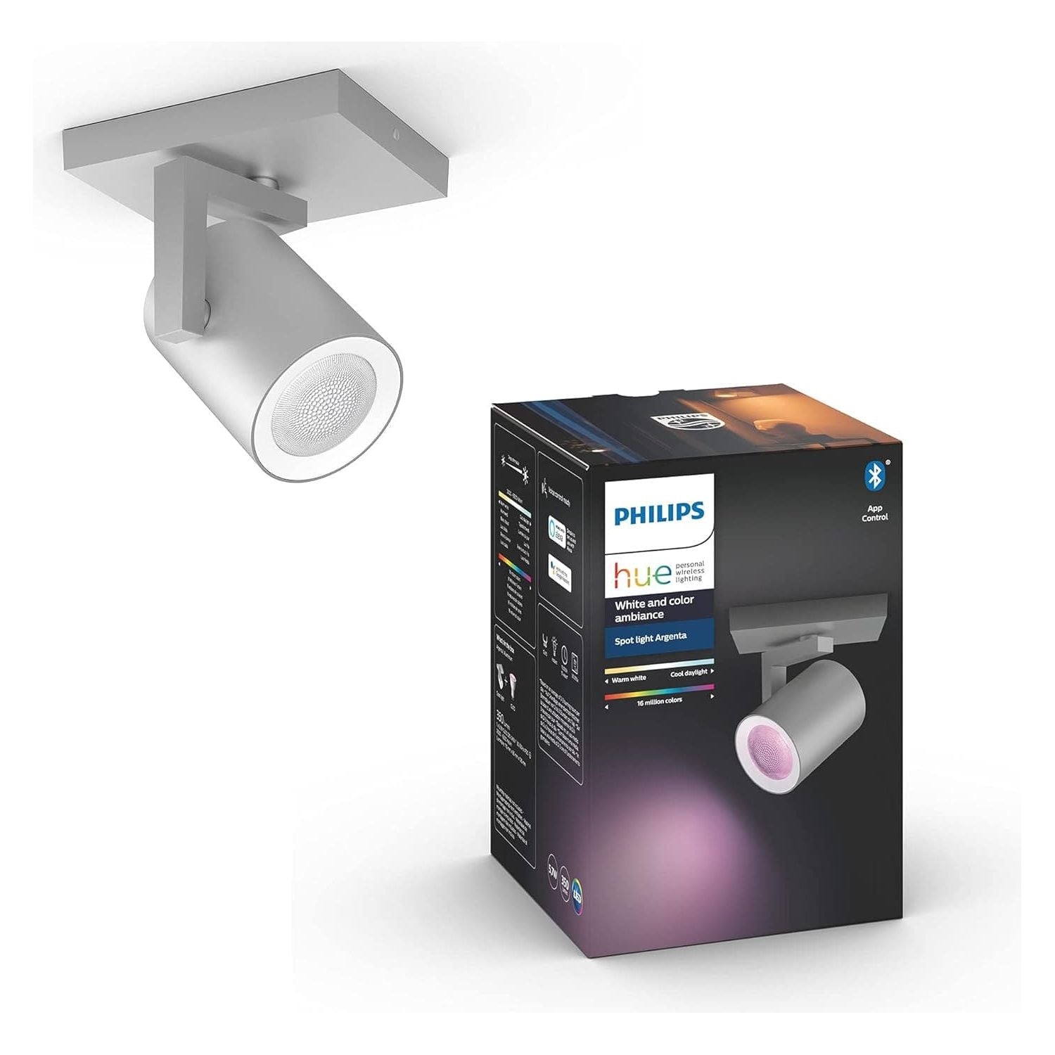 Buy Philips Hue,Philips Hue Argenta White and Colour Ambiance Smart Single Ceiling SpotLight LED (GU10) with Bluetooth, White, Works with Alexa, Google Assistant and Apple HomeKit - Gadcet UK | UK | London | Scotland | Wales| Ireland | Near Me | Cheap | Pay In 3 | Household Appliances