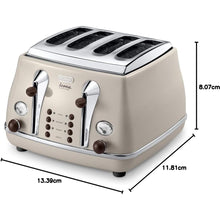 Buy De'Longhi,De'Longhi Icona Vintage 4-Slot Toaster - Reheat, Defrost, One-Side Bagel, 6 Browning Settings, Beige - CTOV4003BG - Gadcet UK | UK | London | Scotland | Wales| Near Me | Cheap | Pay In 3 | Toaster