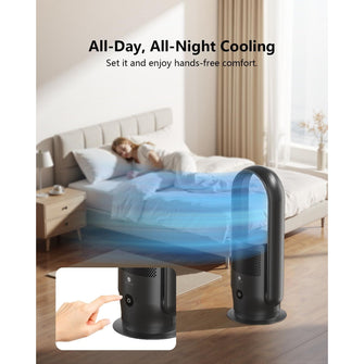 Ultty Bladeless Tower Fan with HEPA Air Purifier – Remote, Touch Control, Timer, 90° Oscillation, 9 Speeds, Black (CR021)