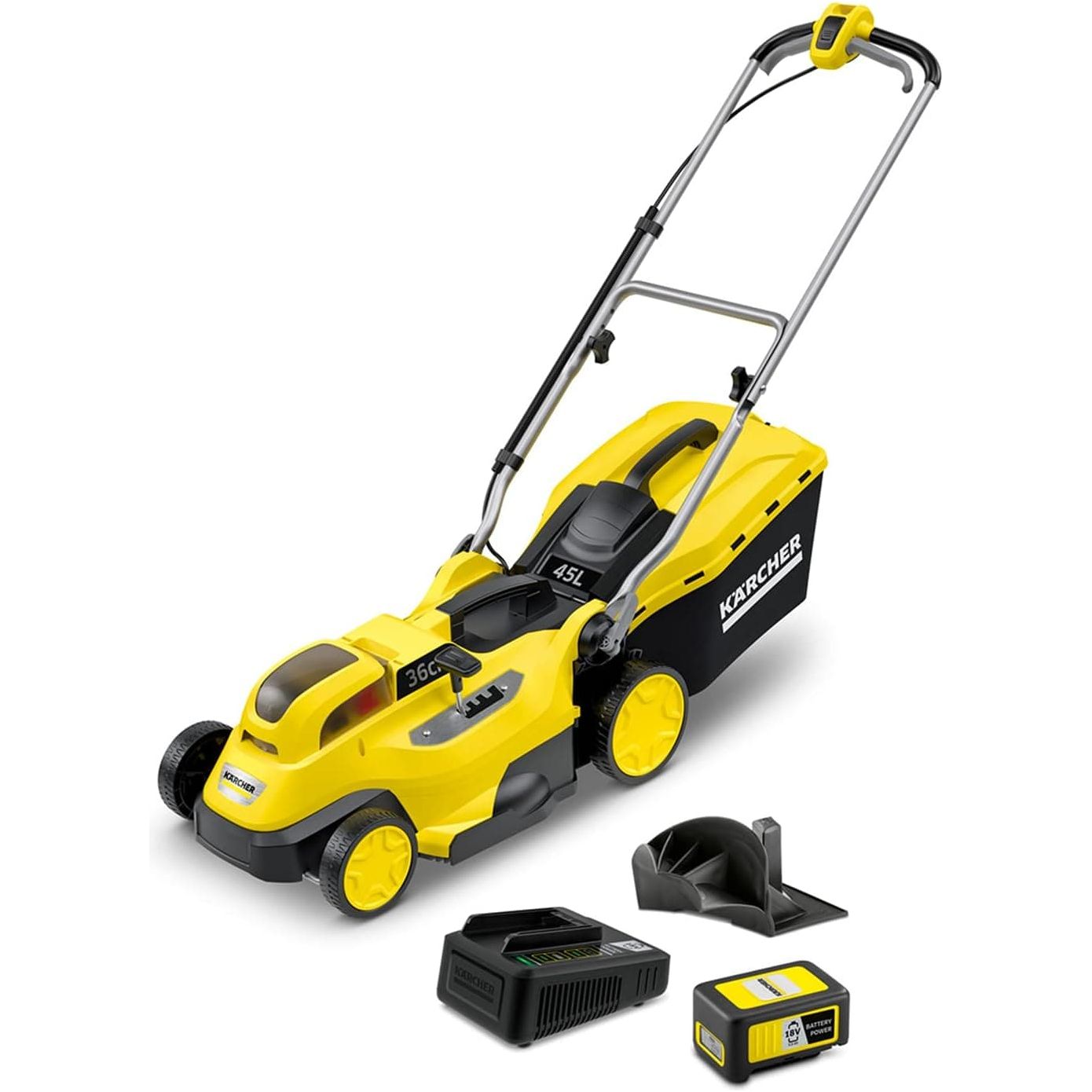 Buy KARCHER,Kärcher 18v Lawn Mower LMO 18-36 Battery Set, Incl. 18v Battery and Fast Charger, Performance: 350m², Cutting Width: 36cm, Adjustable Cutting Height: 30-70mm, Mulching Plug, 45L - Gadcet UK | UK | London | Scotland | Wales| Ireland | Near Me | Cheap | Pay In 3 | Electronics