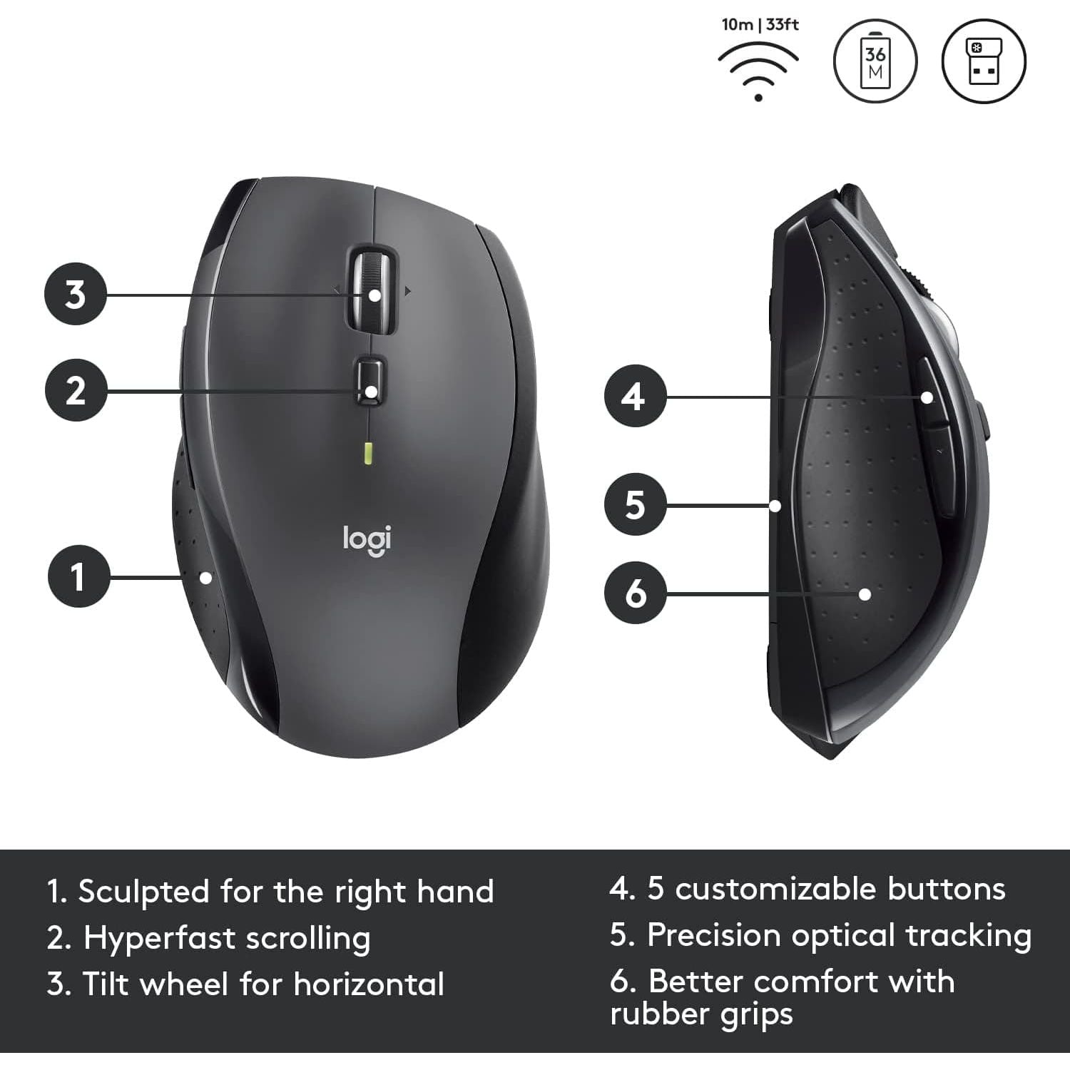 Buy Logitech,Logitech M705 Marathon Wireless Mouse - Grey - Gadcet UK | UK | London | Scotland | Wales| Ireland | Near Me | Cheap | Pay In 3 | Computer Components