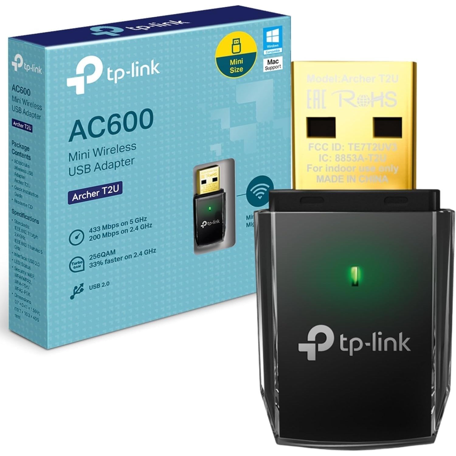 Buy TP-Link,TP-Link Archer T2U AC600 USB WiFi Adapter – Dual Band Wireless Dongle for PC/Laptop, USB 2.0, Mini Design – Ideal for HD Streaming & Gaming – Windows & macOS Compatible - Gadcet UK | UK | London | Scotland | Wales| Near Me | Cheap | Pay In 3 | Network Cards & Adapters