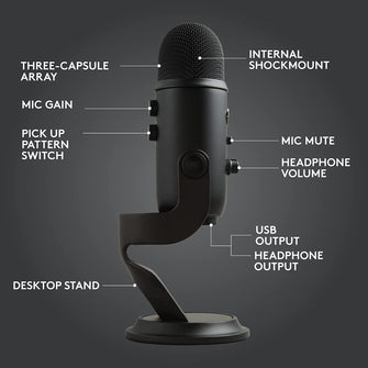 Logitech,Logitech G Blue Yeti Game Streaming Kit with 3 streamlabs Themes & custom Pop Filter - Gadcet.com