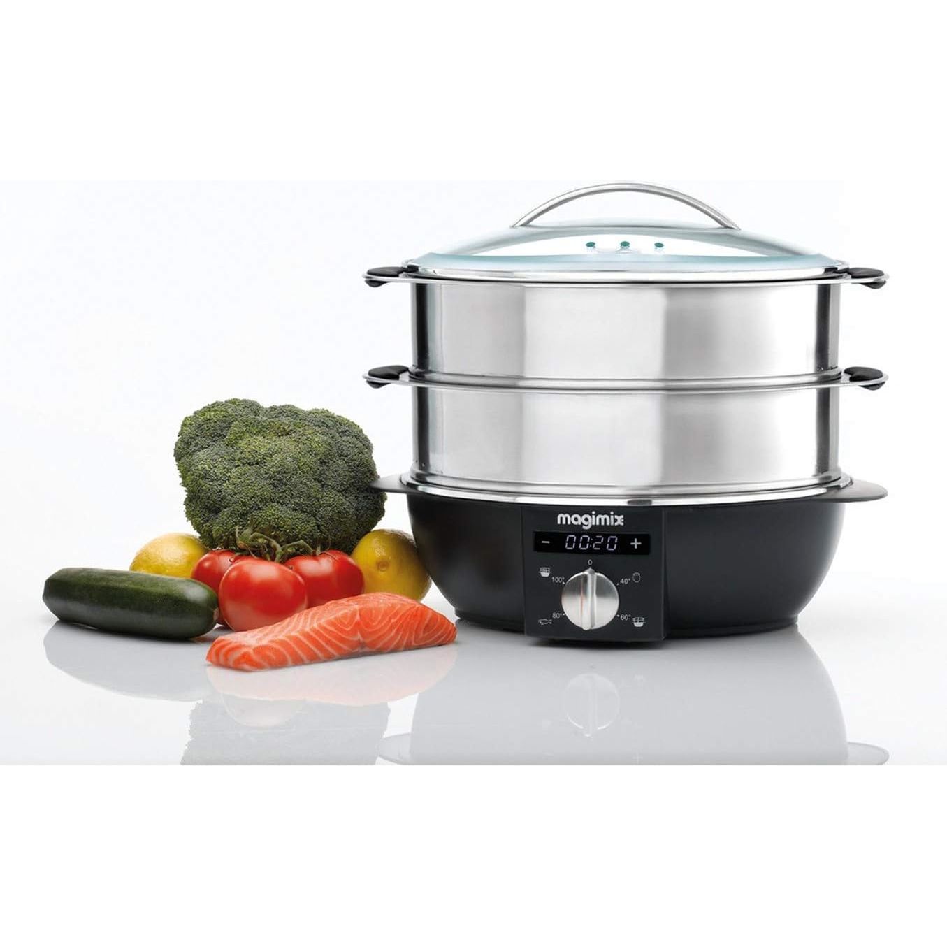Buy Magimix,Magimix 11582 2-Basket Independent 1900W Steamer – Black & Chrome - Gadcet UK | UK | London | Scotland | Wales| Near Me | Cheap | Pay In 3 | Food Cookers & Steamers