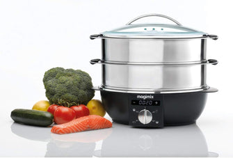Buy Magimix,Magimix 11582 2-Basket Independent 1900W Steamer – Black & Chrome - Gadcet UK | UK | London | Scotland | Wales| Near Me | Cheap | Pay In 3 | Food Cookers & Steamers