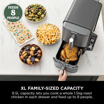 Ninja Double Stack XL Air Fryer, Vertical Dual Drawer AirFryer with 4 cooking levels, 2 Drawers and 2 Racks, Space Saving Design, 9.5L Capacity, 6 Cooking Functions, 8 Portions, Grey SL400UK - 6