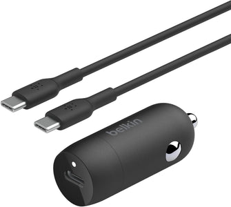Buy Belkin,Belkin BoostCharge 30W USB-C Fast Car Charger – Compact Design with USB-C to USB-C Cable – Universal for iPhone 16/15, Galaxy S23, Note & More – Black - Gadcet UK | UK | London | Scotland | Wales| Near Me | Cheap | Pay In 3 | Power Adapters & Chargers