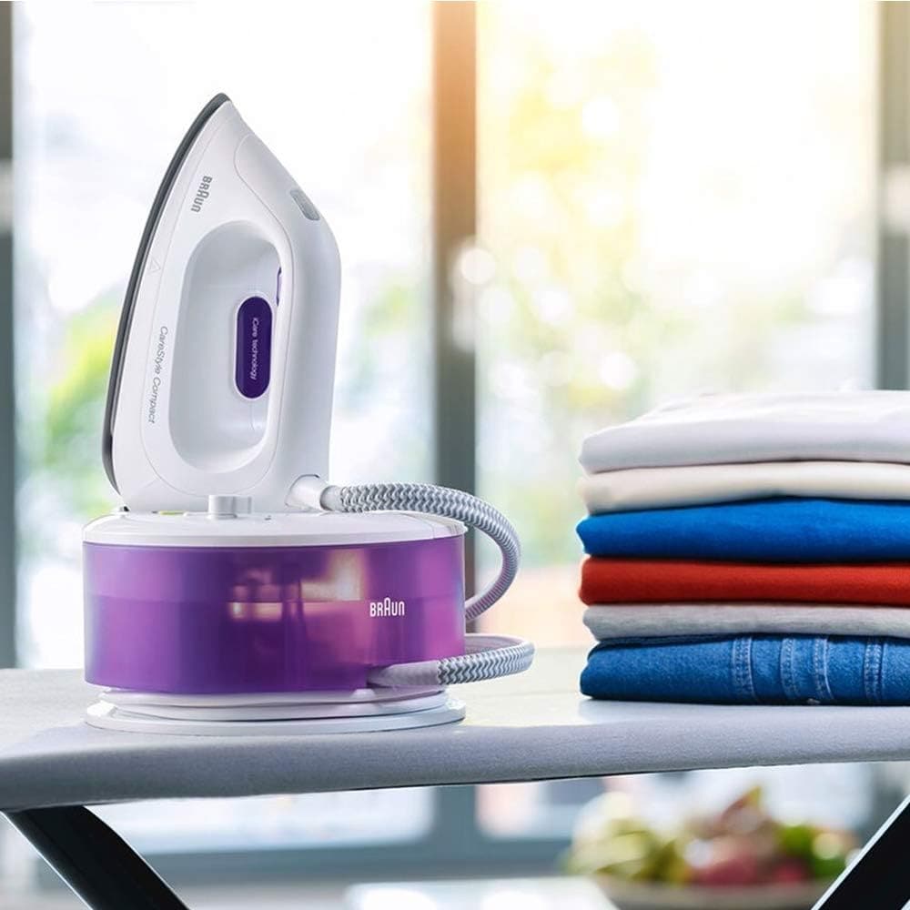 Buy Braun,BRAUN CareStyle Compact IS 2044 Ironing Center - 2200 W - 1.3L Water Tank Capacity - Curved 3D Sole White & Violet - Gadcet UK | UK | London | Scotland | Wales| Near Me | Cheap | Pay In 3 | Irons & Ironing Systems