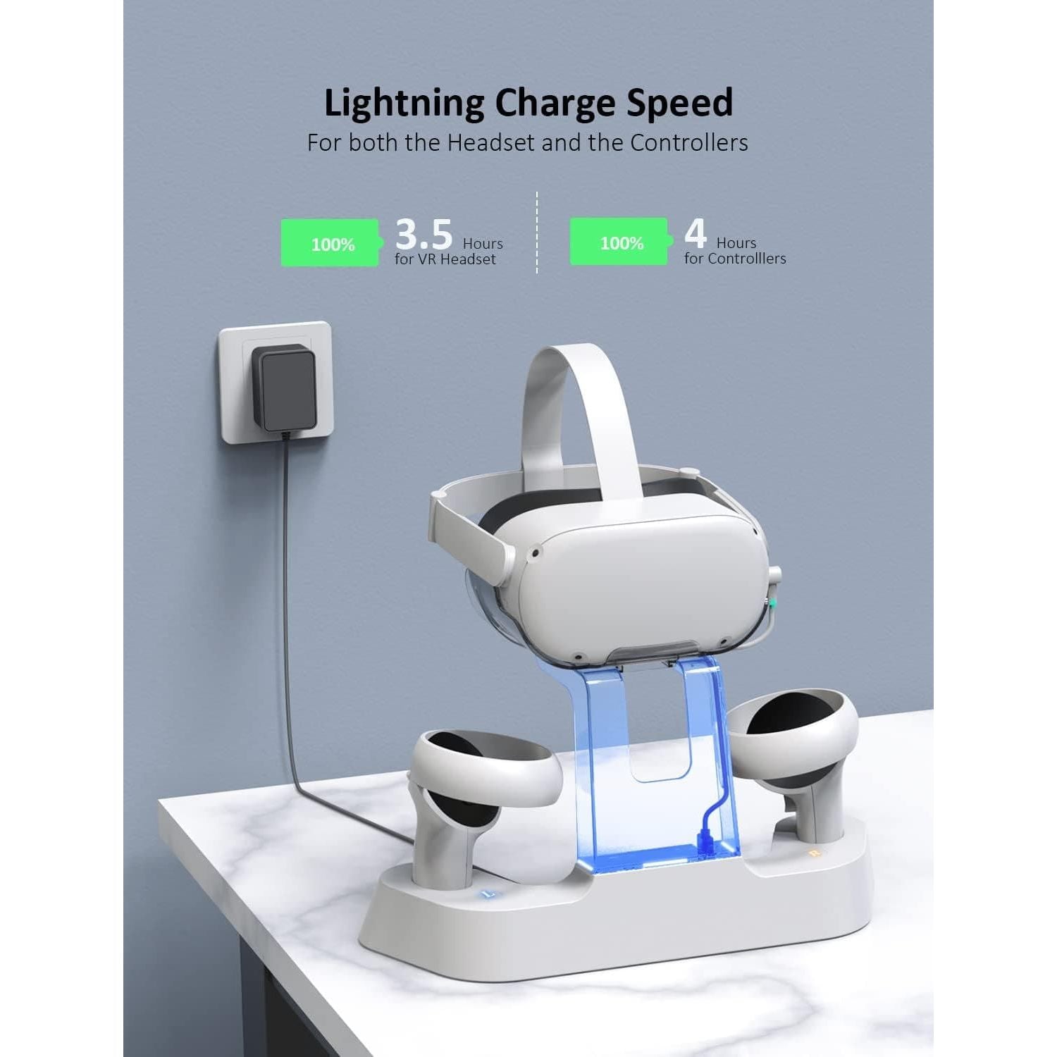 Buy NexiGo,NexiGo Enhanced Charging Dock with LED Light for Oculus Quest 2 - Gadcet UK | UK | London | Scotland | Wales| Ireland | Near Me | Cheap | Pay In 3 | Video Game Console Accessories