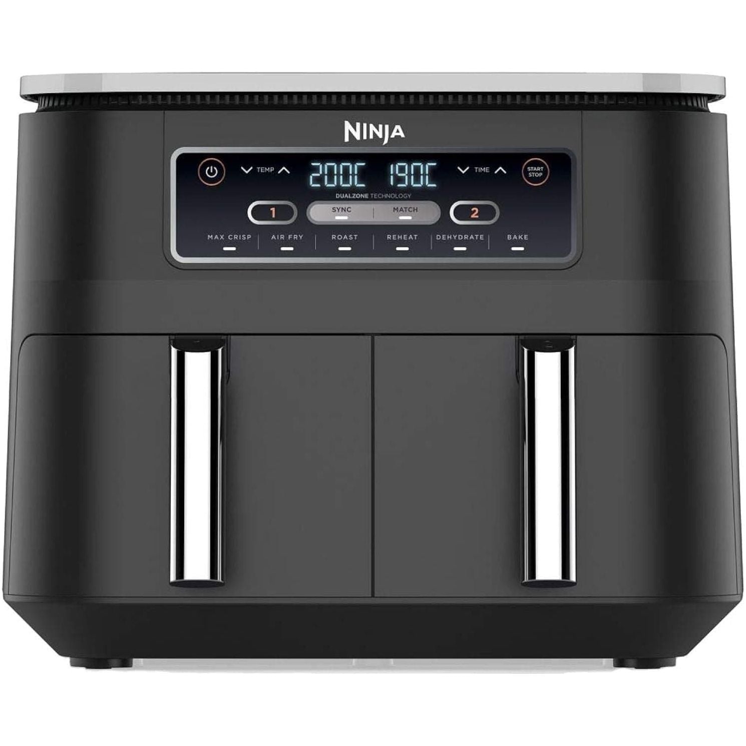 Ninja Foodi Dual Zone Digital Air Fryer, 2 Drawers, 7.6L, 6-in-1 Cooks 4-6 Portions, Non-Stick, Dishwasher Safe Baskets, Black - 1