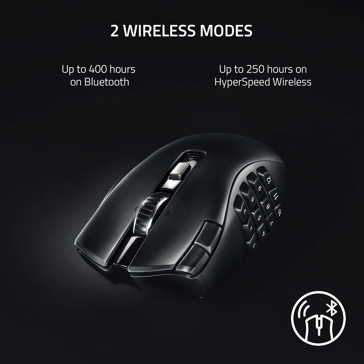 Buy Razer,Razer Naga V2 HyperSpeed Wireless MMO Gaming Mouse, 19 Programmable Buttons, 250H Battery, Focus Pro 30K Sensor, 2.4GHz Wireless, Black - Gadcet UK | UK | London | Scotland | Wales| Near Me | Cheap | Pay In 3 | Mice & Trackballs