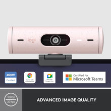 Logitech Brio 500 Full HD Webcam – Auto Light Correction, Dual Mics, Privacy Cover, USB-C, Pink