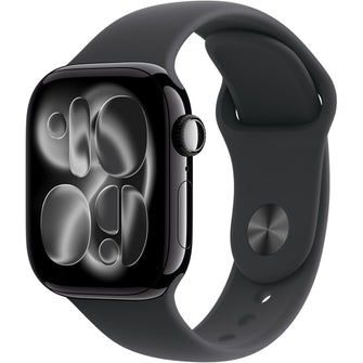 Apple Watch Series 11 GPS + Cellular 42mm Smartwatch with Jet Black Aluminium Case with Black Sport Band