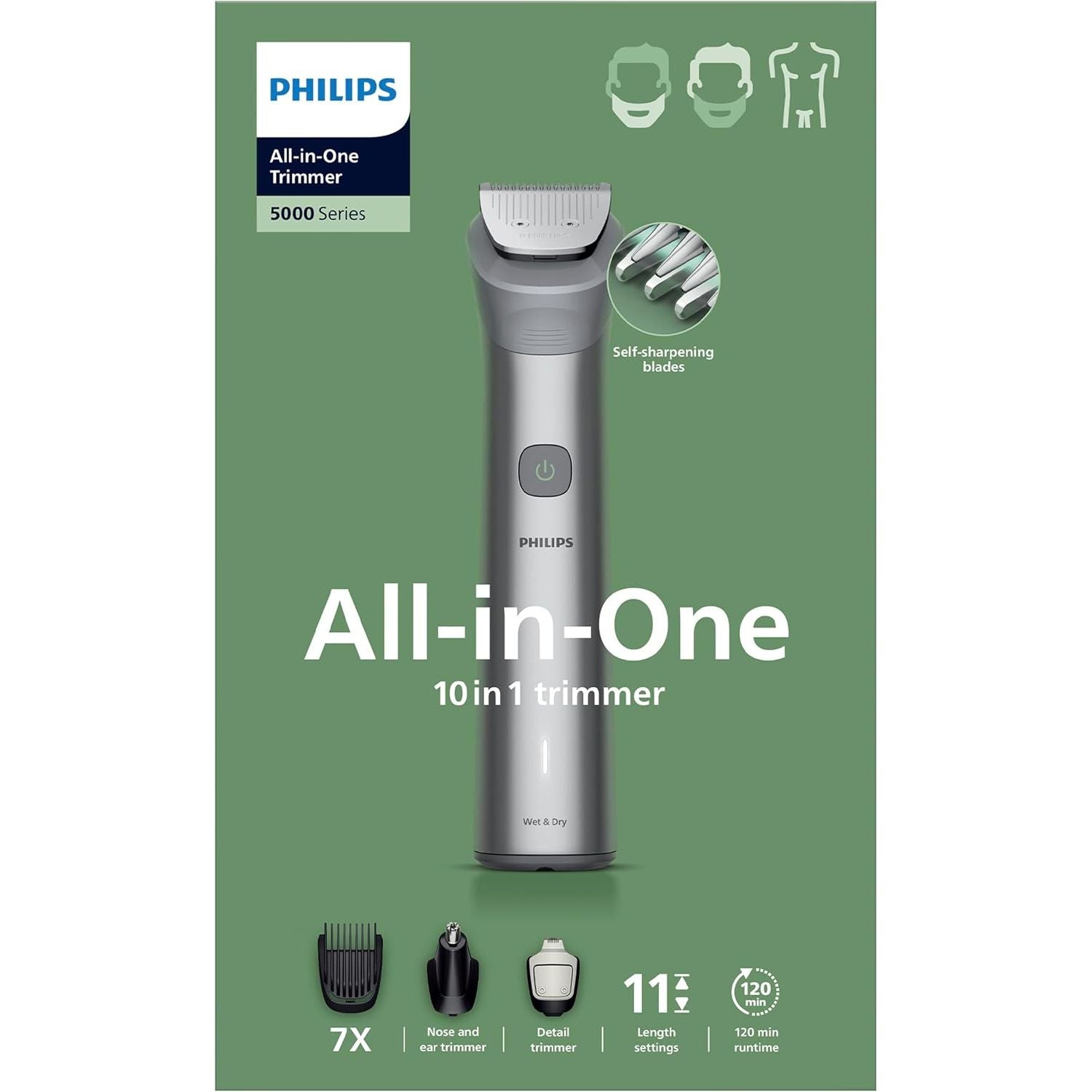 Philips Multigroom 5000 Series All-in-One 10-Piece Trimmer Shaver and Clipper MG5921/15