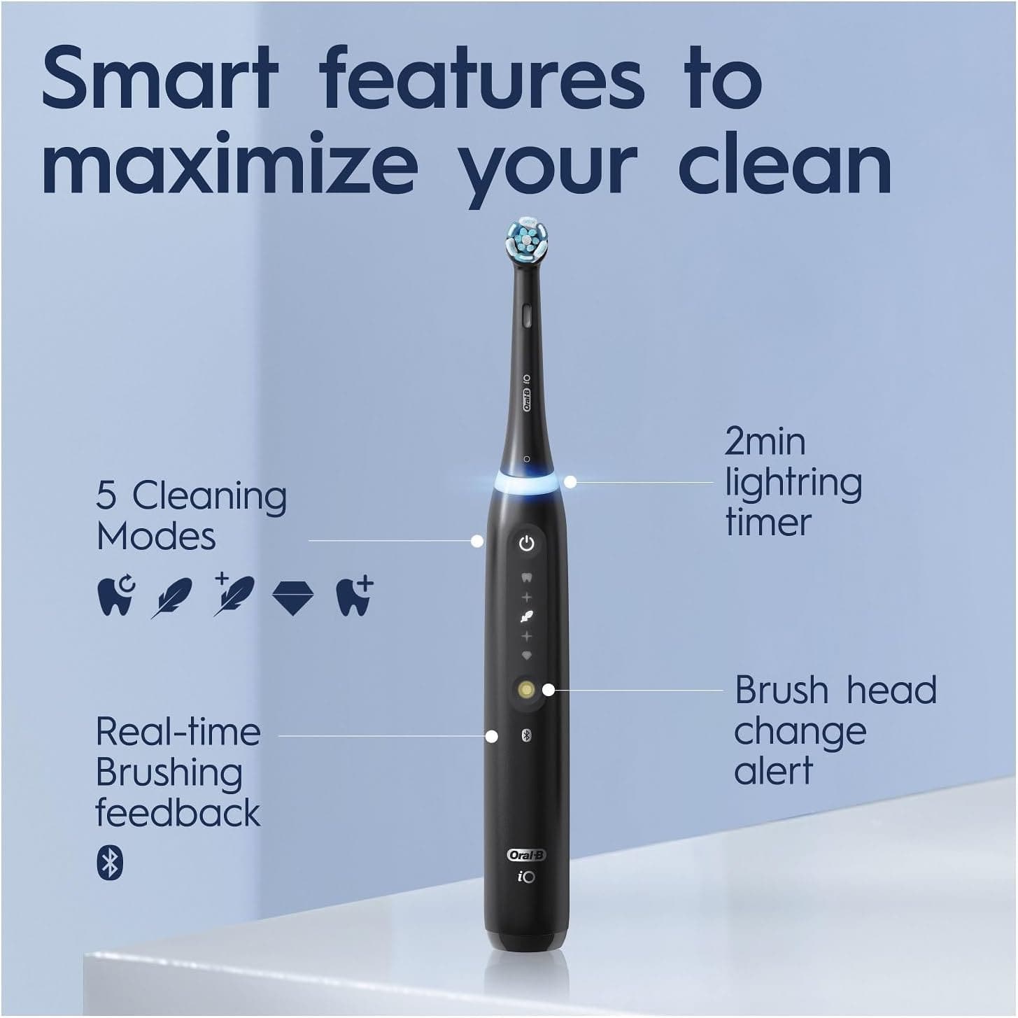 Buy Oral-B,Oral-B iO5 Electric Toothbrushes For Adults, Christmas Gifts For Women / Him, 1 Toothbrush Head & Travel Case, 5 Modes With Teeth Whitening, UK 2 Pin Plug, Black - Gadcet UK | UK | London | Scotland | Wales| Ireland | Near Me | Cheap | Pay In 3 | Toothbrushes