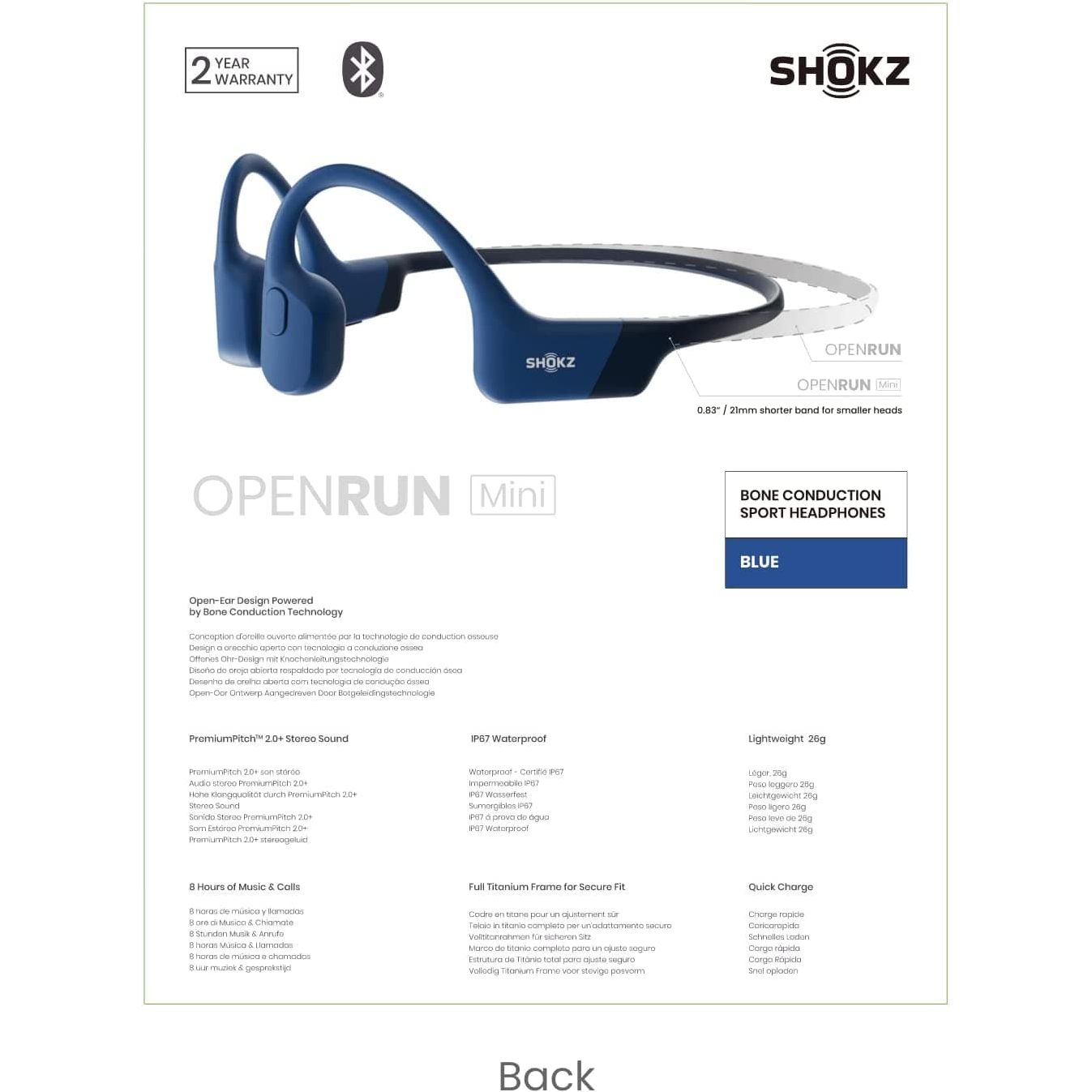 Buy Shokz,Shokz Openrun Mini Bone Conduction Sports Headphones, Bluetooth Wireless Earphones with Mic, 8H Playtime, Open-Ear Waterproof for Running Workout - Blue - Gadcet.com | UK | London | Scotland | Wales| Ireland | Near Me | Cheap | Pay In 3 | Earphones
