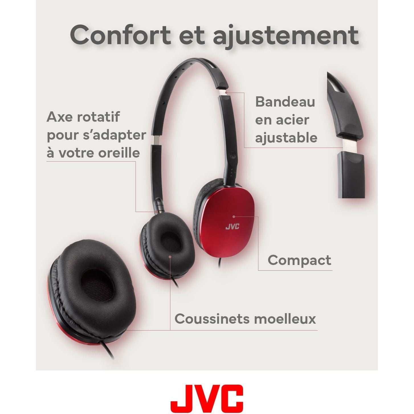 Buy JVC,JVC HA-S160M-R Flats Foldable Compact Headphones - Glossy Red, On/Off Microphone Switch, Ideal for Teleworking & Online Seminars - Gadcet UK | UK | London | Scotland | Wales| Near Me | Cheap | Pay In 3 | Headphones / Headset