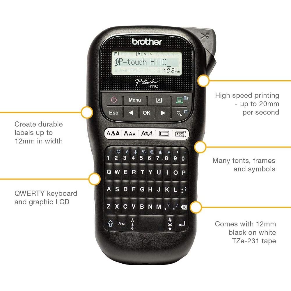 Buy Brothers,Brother PT-H110 Handheld Label Printer, P-Touch Labeller with QWERTY Keyboard - Gadcet UK | UK | London | Scotland | Wales| Near Me | Cheap | Pay In 3 | Label Makers