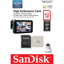 SanDisk High Endurance video monitoring 512GB microSDXC card + SD Adapter, up to 100MB/s, Class 10, U3, V30