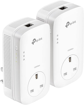 TP-Link,TP-Link 1-Port Gigabit Passthrough Powerline Starter Kit, Data Transfer Speed Up to 1300 Mbps, Ideal for HD Video Streaming and Online Gaming, No Configuration Required, UK Plug (TL-PA8010PKIT) - Gadcet.com