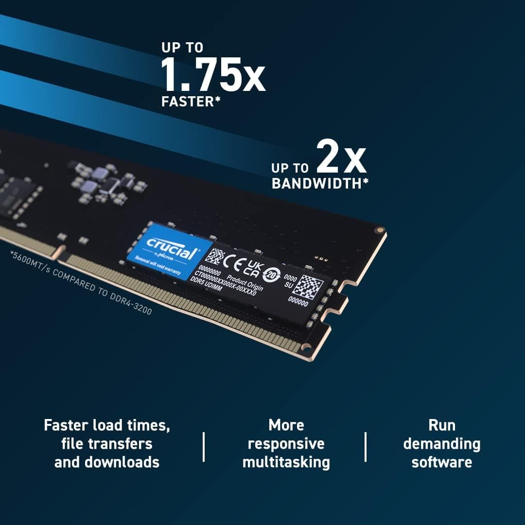 Buy Crucial,Crucial RAM 8GB DDR5 5200MHz (or 4800MHz) Desktop Memory - Gadcet UK | UK | London | Scotland | Wales| Ireland | Near Me | Cheap | Pay In 3 | Computer Components