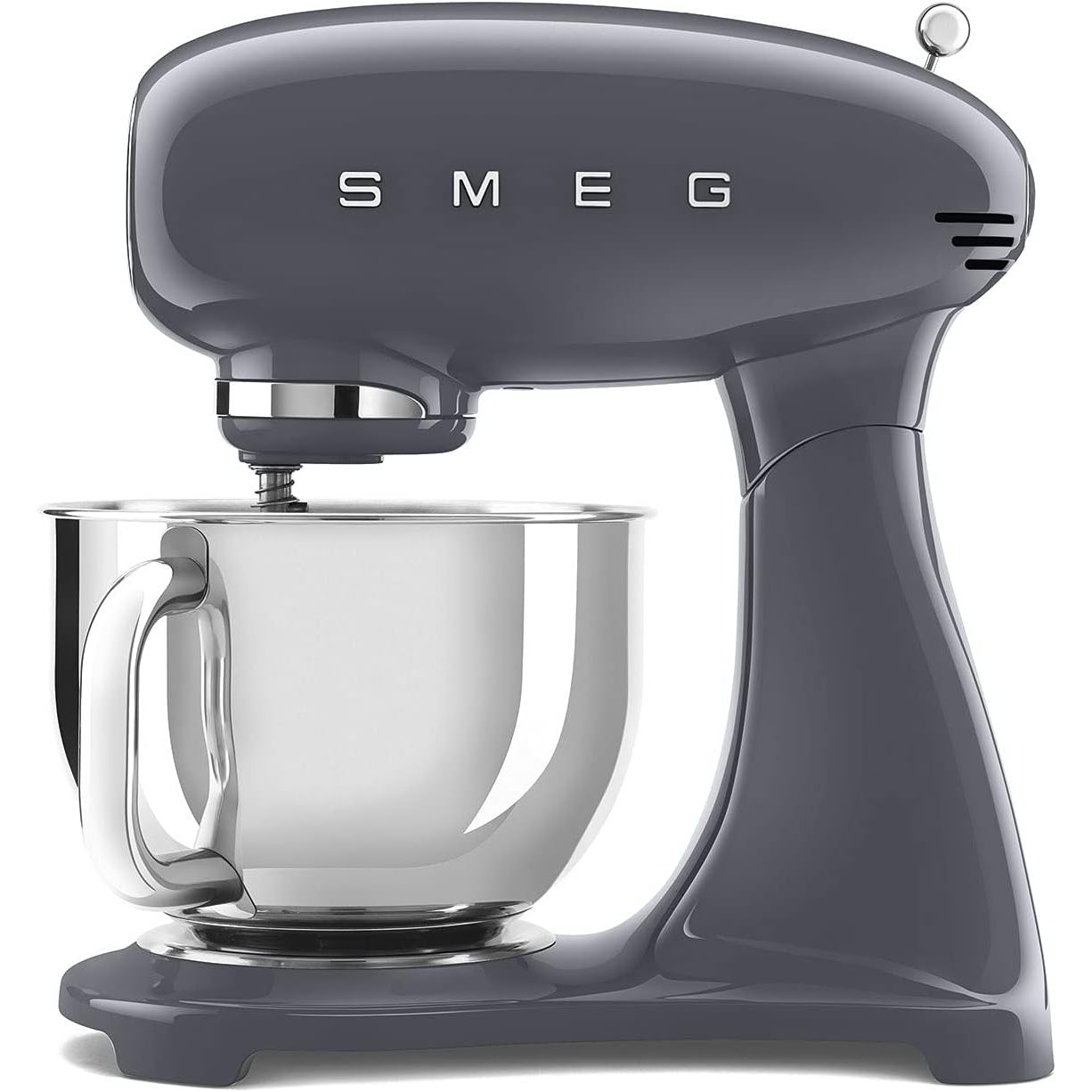 Buy Smeg,Smeg SMF03GRUK Full Colour Stand Mixer, Retro 50's Style with 4.8L Stainless Steel Bowl, Safety Lock, 10 Variable Speeds, 800W, Grey - Gadcet UK | UK | London | Scotland | Wales| Near Me | Cheap | Pay In 3 | 