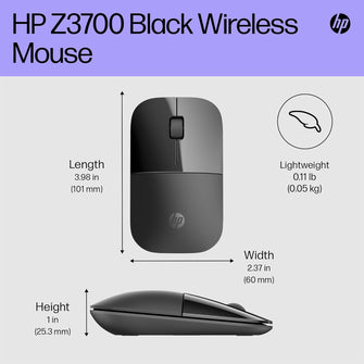 Buy HP,HP Z3700 Wireless Mouse – Slim, 2.4GHz Connectivity, 1200 DPI Optical Sensor, Multi-Surface, Blue LED, Up to 16-Month Battery Life – Black - Gadcet UK | UK | London | Scotland | Wales| Near Me | Cheap | Pay In 3 | Mouse Pads