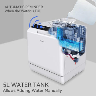 Buy Hermitlux,Hermitlux Mini Countertop Dishwasher 4 Place Settings, 5L Tank, 6 Programs, Touch Control, Baby Care & Fruit Wash - White - Gadcet UK | UK | London | Scotland | Wales| Near Me | Cheap | Pay In 3 | Kitchen Tools & Utensils