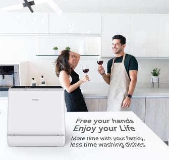 Buy Hermitlux,Hermitlux Mini Countertop Dishwasher 4 Place Settings, 5L Tank, 6 Programs, Touch Control, Baby Care & Fruit Wash - White - Gadcet UK | UK | London | Scotland | Wales| Near Me | Cheap | Pay In 3 | Kitchen Tools & Utensils