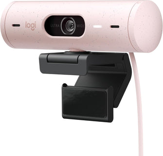 Logitech Brio 500 Full HD Webcam – Auto Light Correction, Dual Mics, Privacy Cover, USB-C, Pink