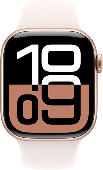 Apple Watch Series 10 – GPS, 42mm Smartwatch, Rose Gold Aluminium Case, Light Blush Sport Band (S/M), Water Resistant, Always-On Retina Display