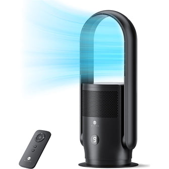 Ultty Bladeless Tower Fan with HEPA Air Purifier – Remote, Touch Control, Timer, 90° Oscillation, 9 Speeds, Black (CR021)