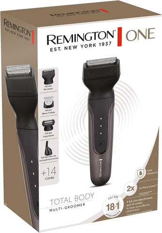 Remington ONE 18-in-1 Total Body Multi-Groomer - Hair, Beard, Body Trimmer, 60-Min Run Time, Waterproof, Cordless (PG780)