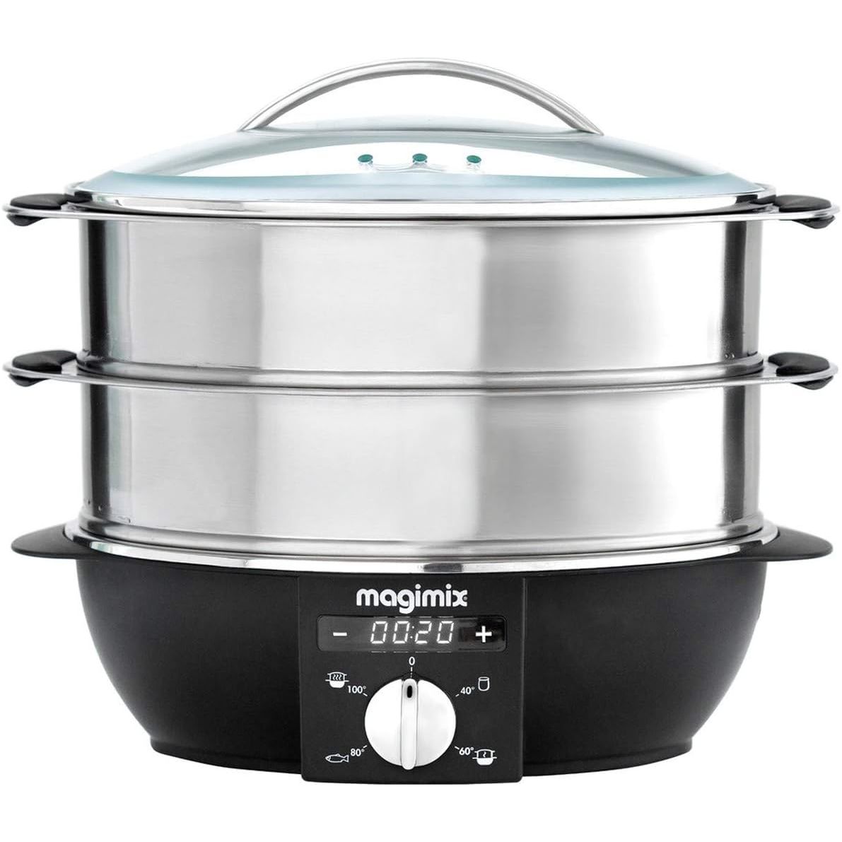 Buy Magimix,Magimix 11582 2-Basket Independent 1900W Steamer – Black & Chrome - Gadcet UK | UK | London | Scotland | Wales| Near Me | Cheap | Pay In 3 | Food Cookers & Steamers