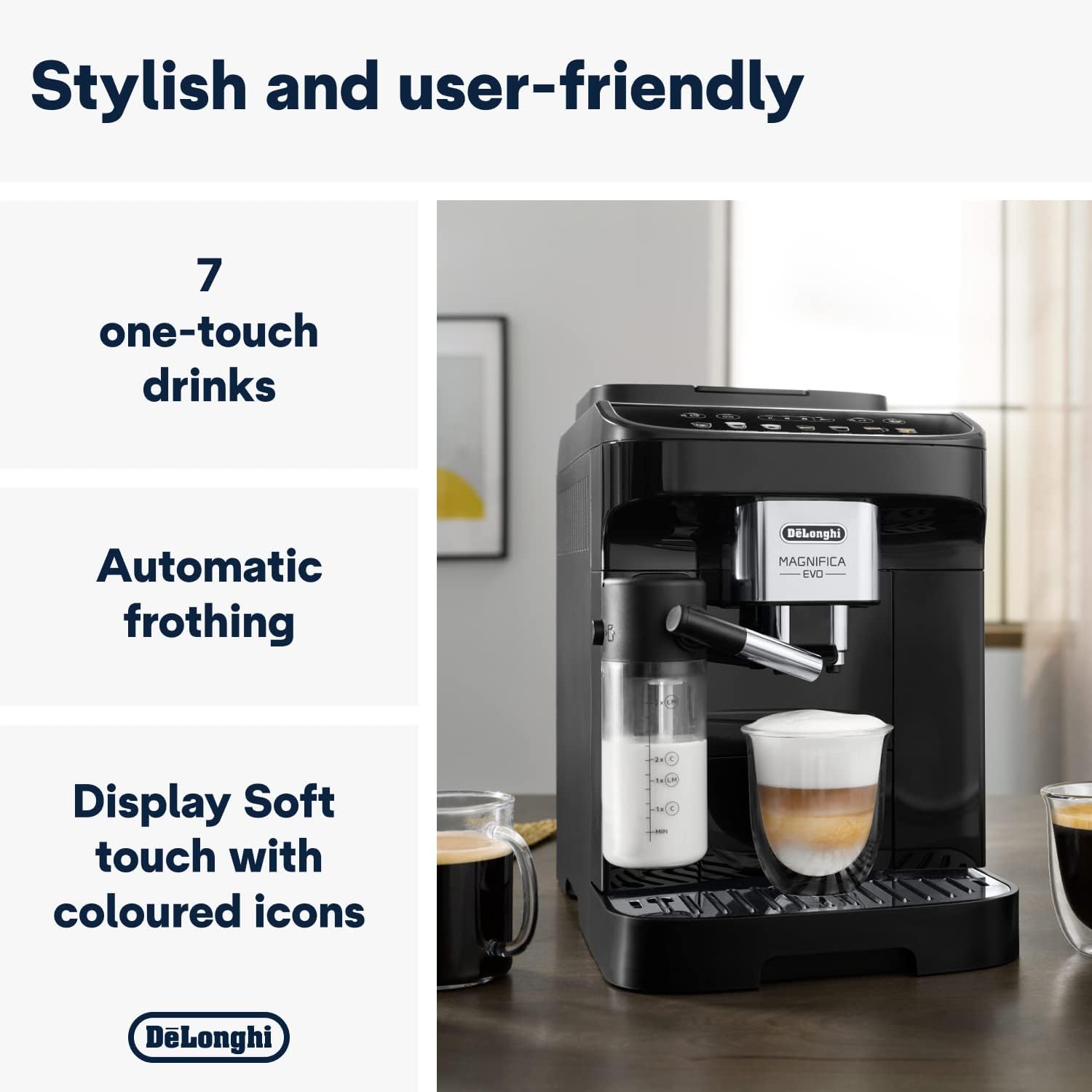 Buy De'Longhi,De'Longhi Magnifica Evo, Bean to Cup Coffee and Cappuccino Maker, 1450 watts, 250g bean container, 1.8L water container, ECAM292.81.B, Plastic, Black - Gadcet UK | UK | London | Scotland | Wales| Near Me | Cheap | Pay In 3 | Coffee Makers & Espresso Machines
