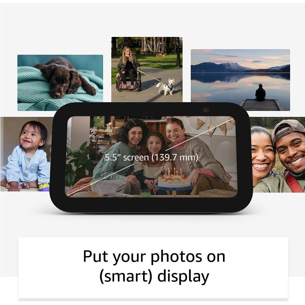Buy Amazon,Echo Show 5 (3rd Gen) | Smart Display & Alarm Clock with Enhanced Sound, Charcoal - Gadcet UK | UK | London | Scotland | Wales| Near Me | Cheap | Pay In 3 | Electronics