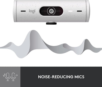 Logitech Brio 500 Full HD Webcam – Auto Light Correction, Dual Mics, Privacy Cover, USB-C, White