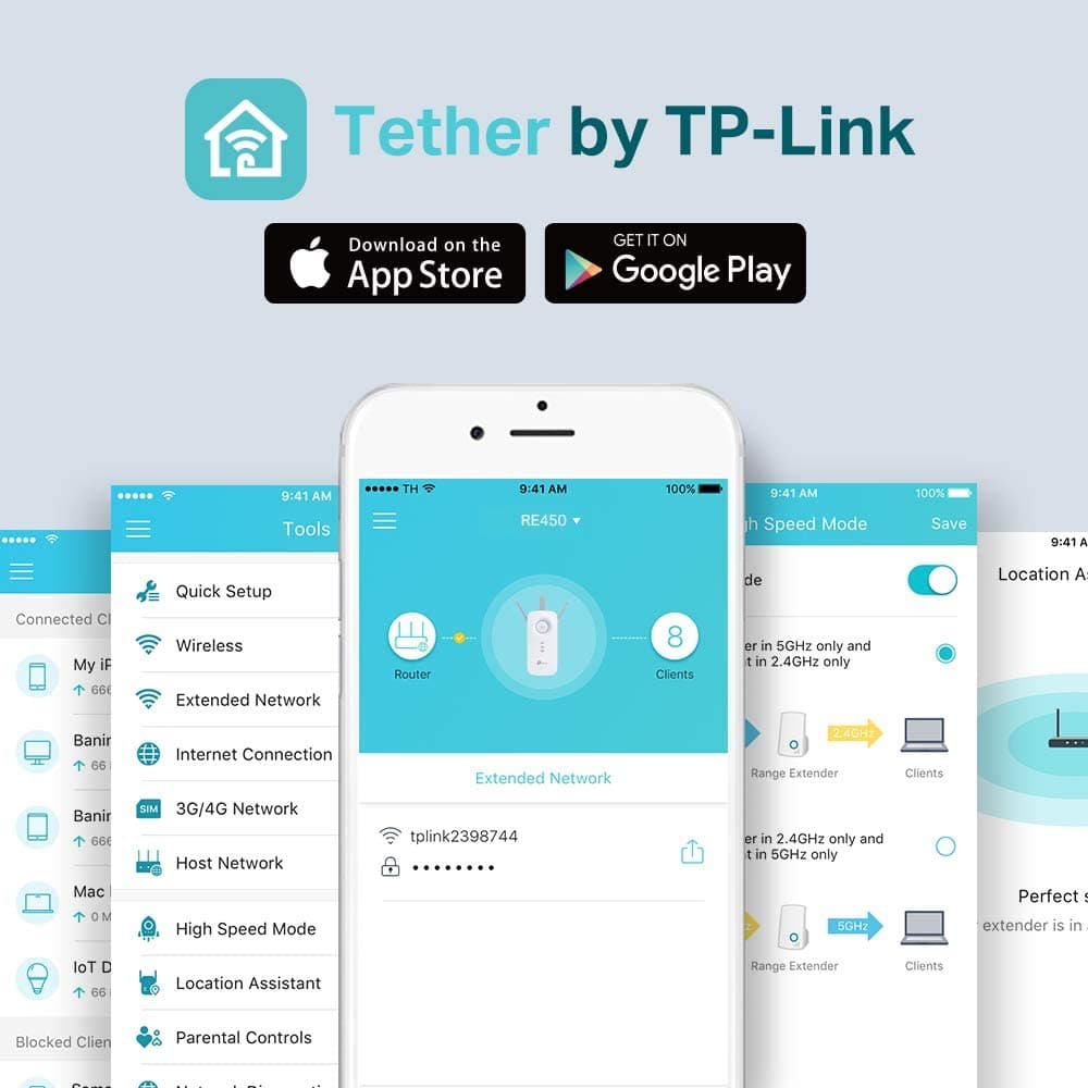 TP-Link,TP-Link AC1750 Universal Dual Band Range Extender, Broadband/Wi-Fi Extender, Wi-Fi Booster/Hotspot with 1 Gigabit Port and 3 External Antennas, Built-in Access Point Mode, UK Plug (RE450), White - Gadcet.com
