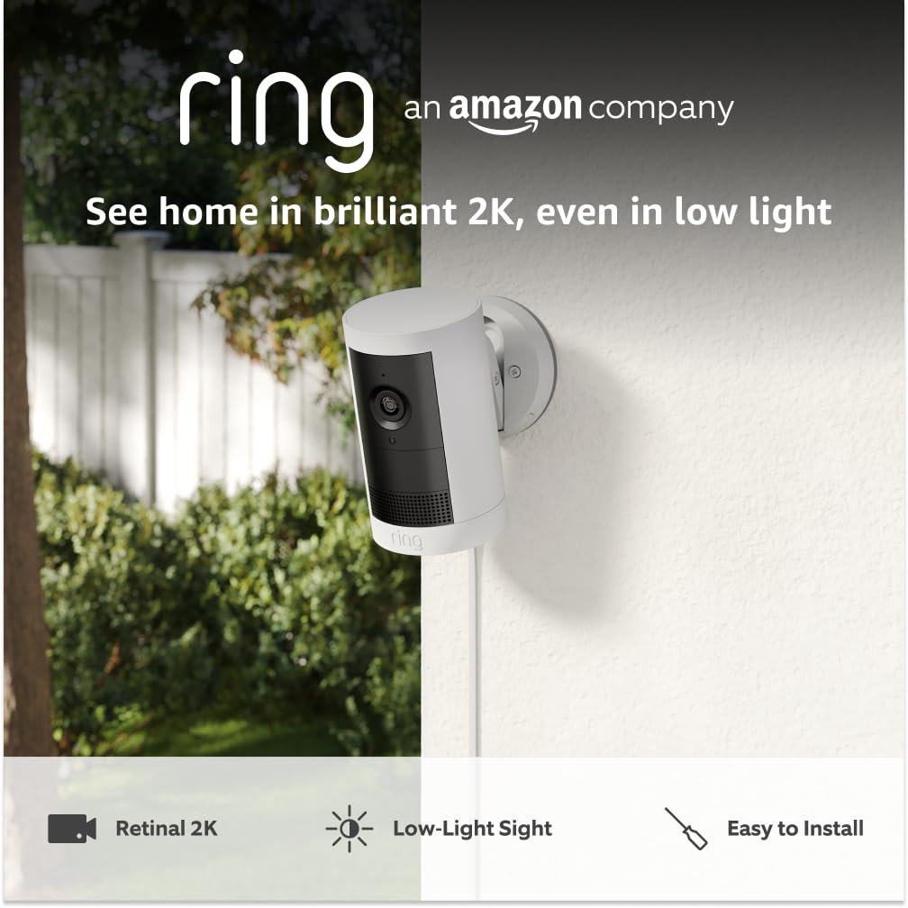 Ring Outdoor Camera Plus (Newest Gen) | Plug-in 2K Video Security with Ring Vision